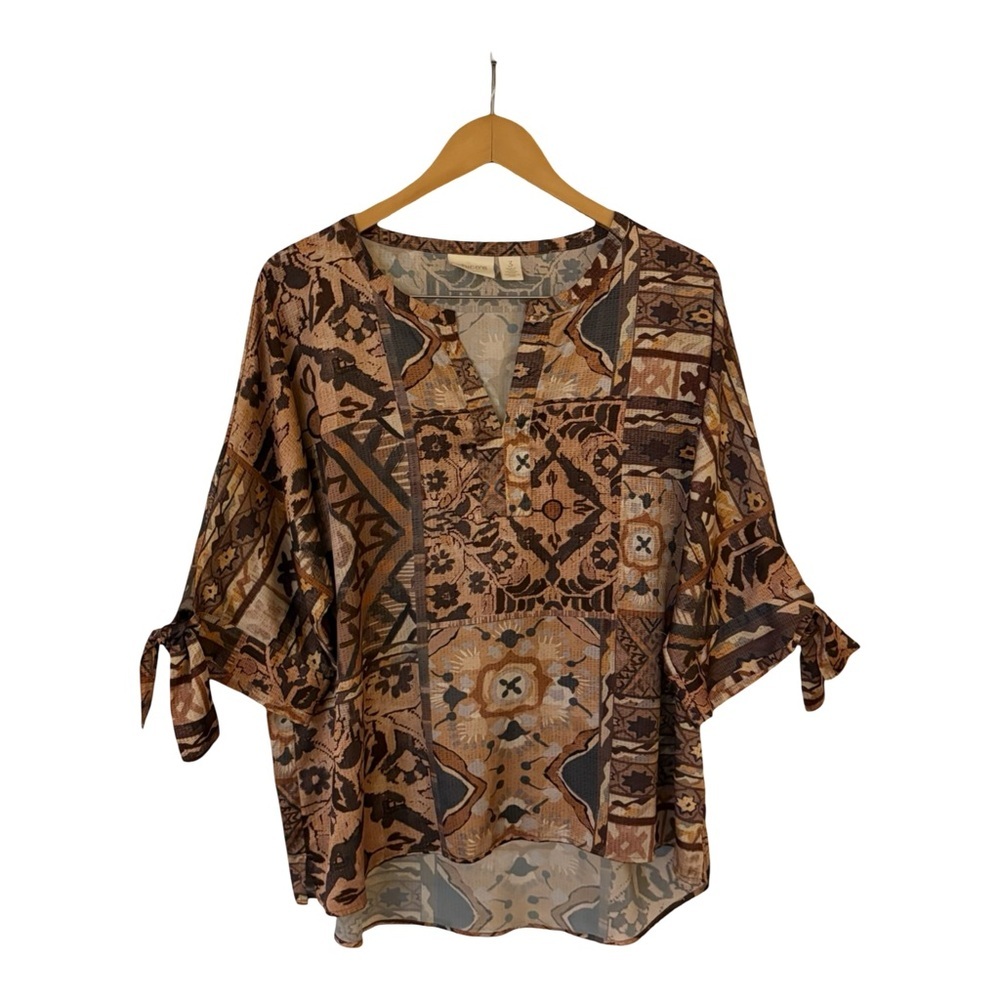 Chico's Bohemian Earthy Patterned Blouse